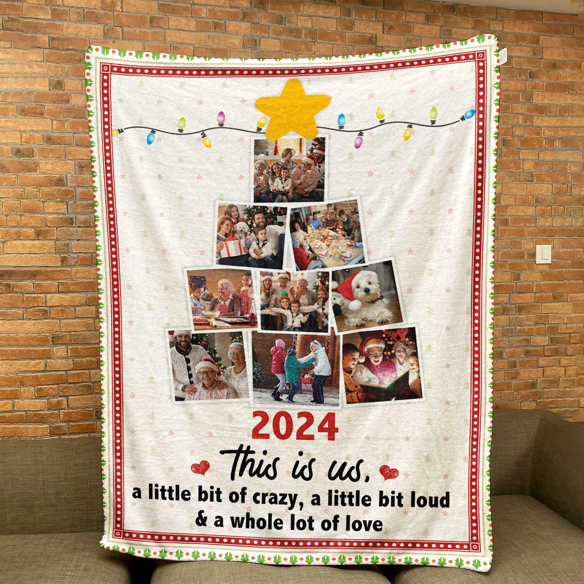 Photo Family Christmas Tree - Personalized Photo Blanket