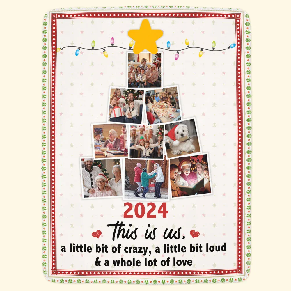 Photo Family Christmas Tree - Personalized Photo Blanket