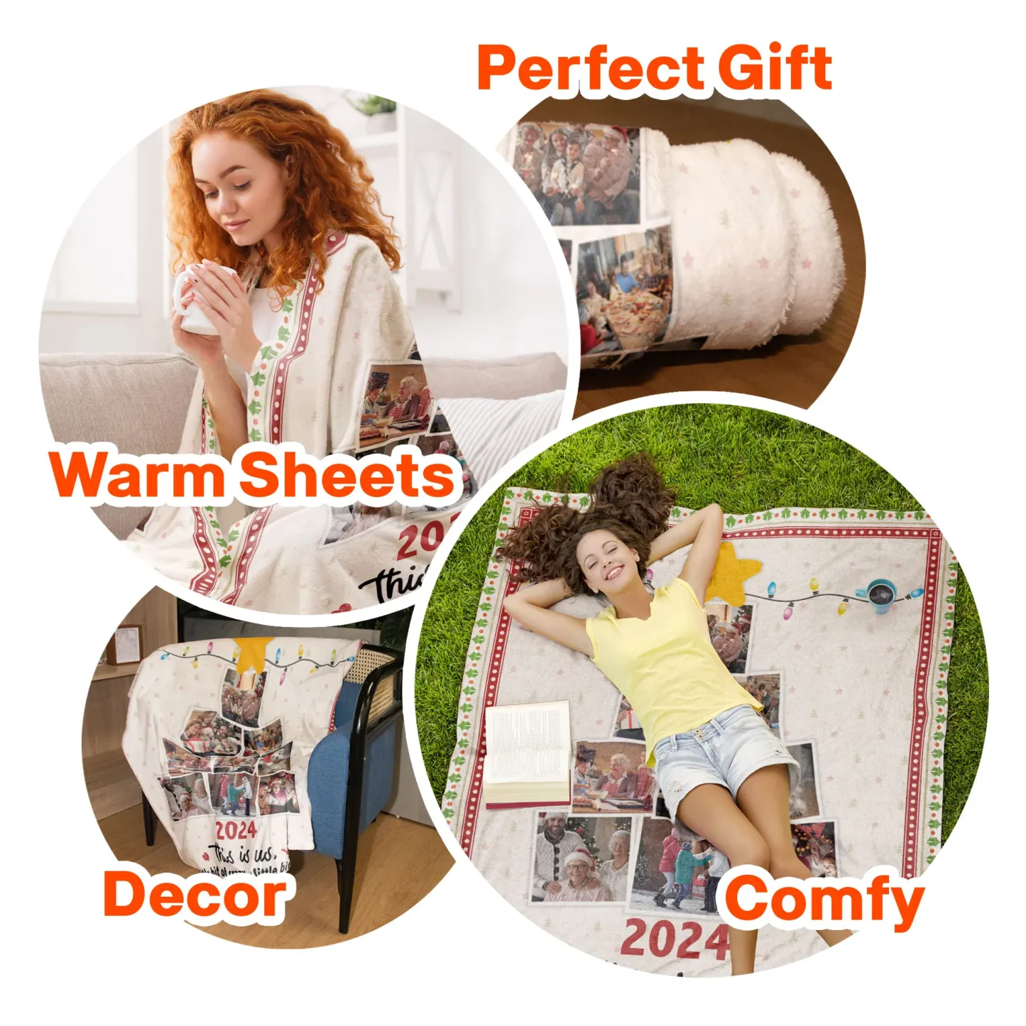 Photo Family Christmas Tree - Personalized Photo Blanket