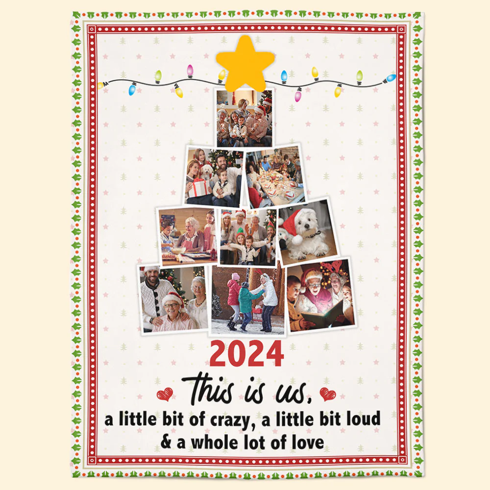 Photo Family Christmas Tree - Personalized Photo Blanket