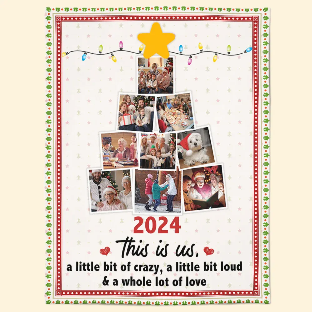 Photo Family Christmas Tree - Personalized Photo Blanket