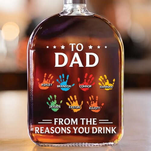 To My First And Forever Hero - Family Personalized Custom Whiskey Bottle - Father's Day, Gift For Dad, Grandpa