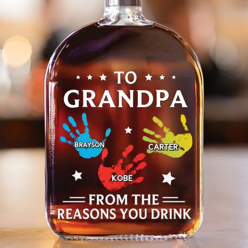 To My First And Forever Hero - Family Personalized Custom Whiskey Bottle - Father's Day, Gift For Dad, Grandpa