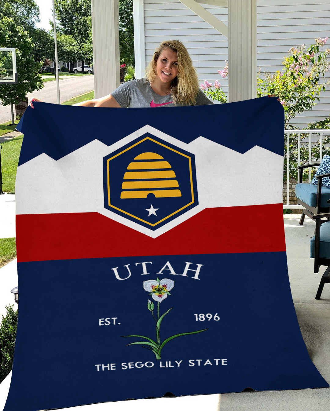 Custom Utah Flower/ Flag Blanket
