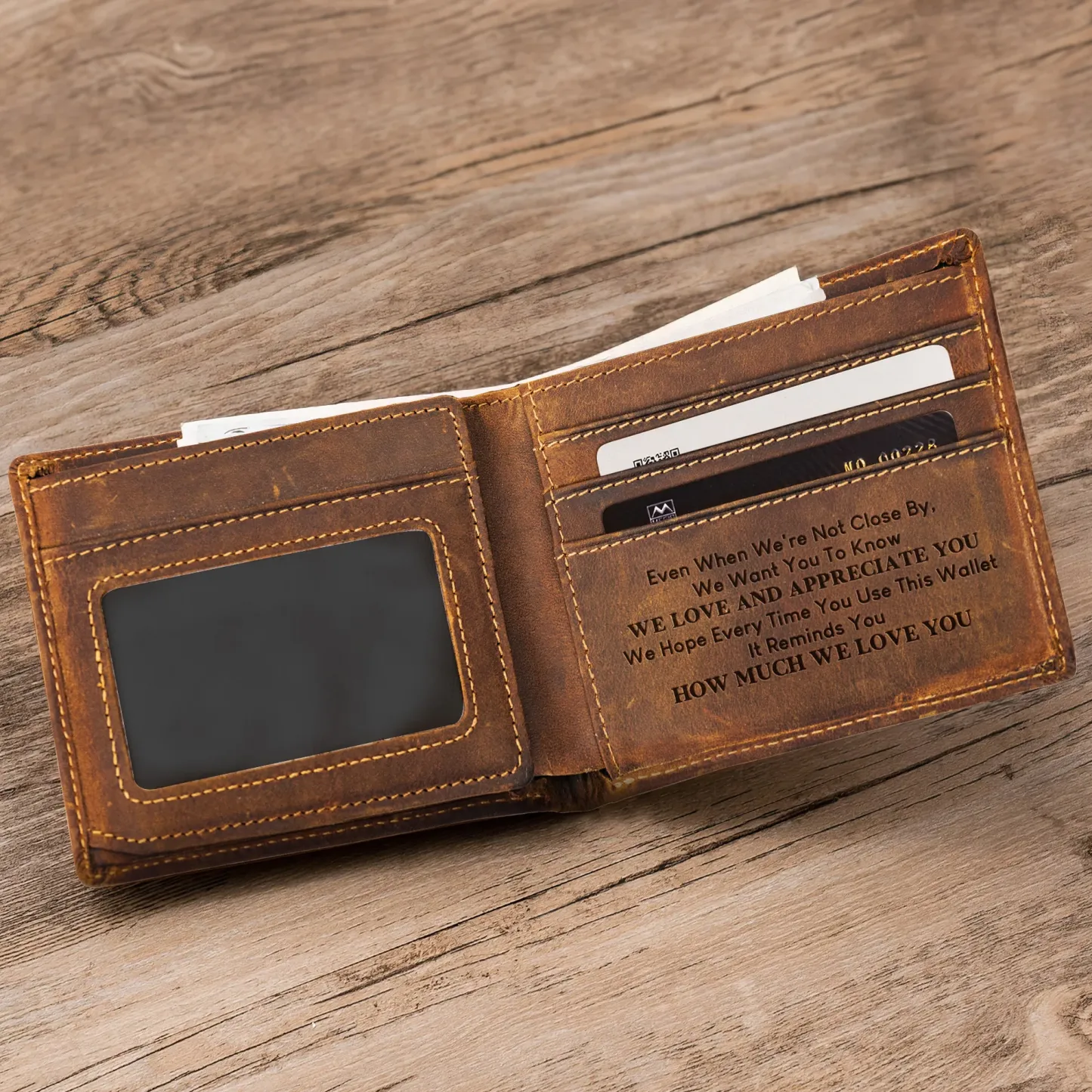 Wallet Reminder For Dad, Grandpa, Papa - Personalized Leather Wallet