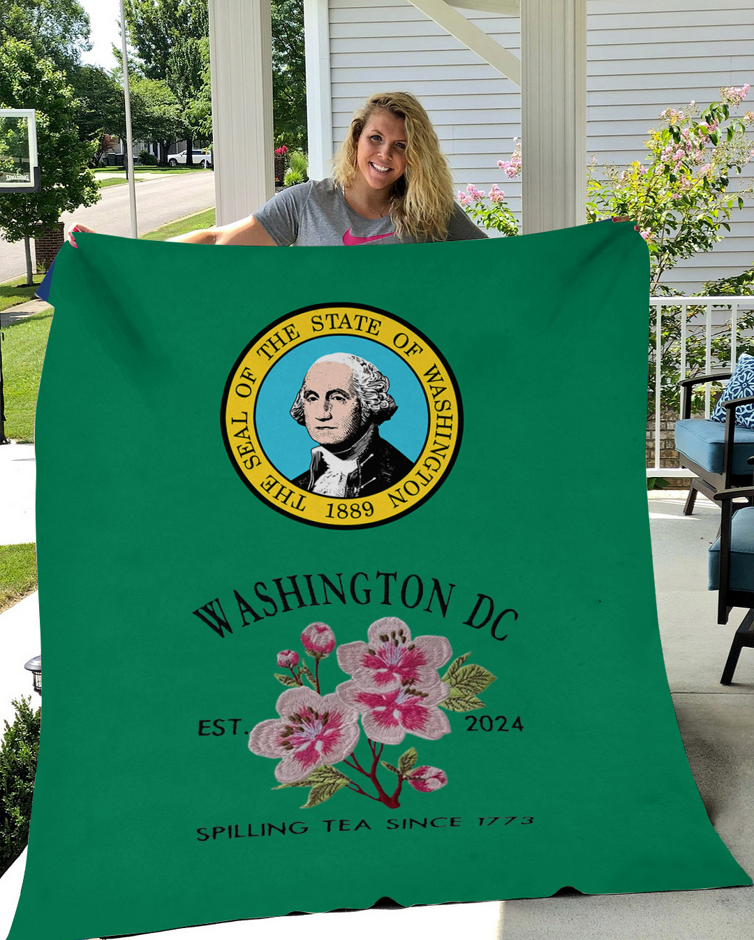 Custom Washington Flower/ Flag Blanket