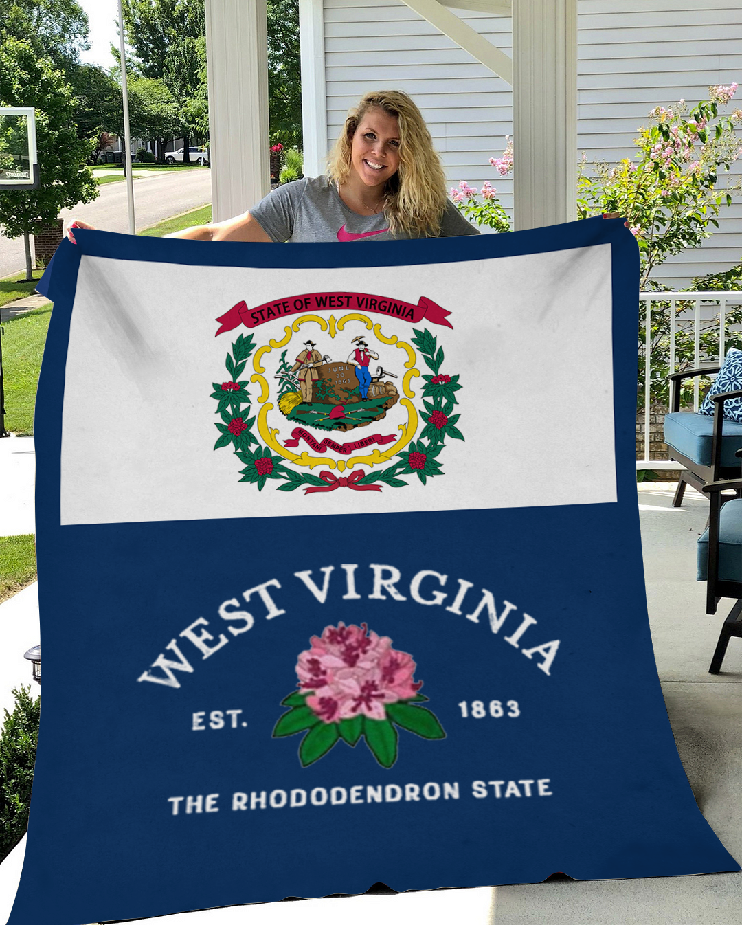 Custom West Virginia Flower/ Flag Blanket