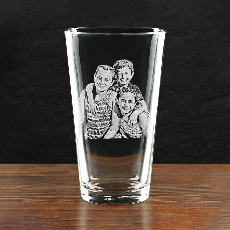 Custom Father's Day Gift for Dad, Engrave Your Favorite Photo on Whiskey Glass