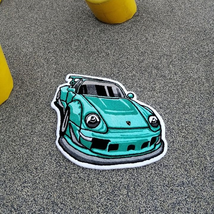 Custom Vintage Car Tufted Slip Rug, Home Decor Rug