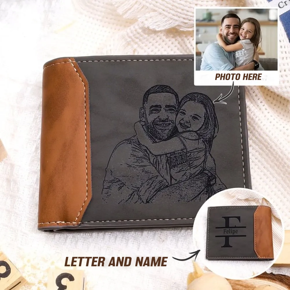 Personalized Name Wallet with Photo Men's Coin Purse Card