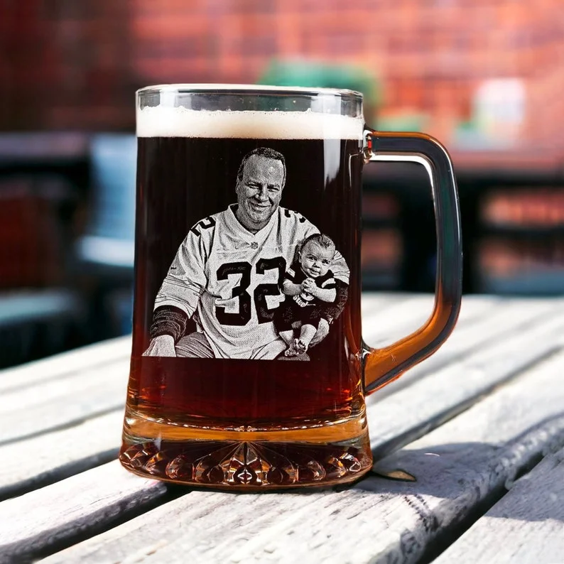 Etched Portrait Picture Rock Glass Father's Day Personalized Whiskey Glass, Personalized Glassware Unique Dad Gift