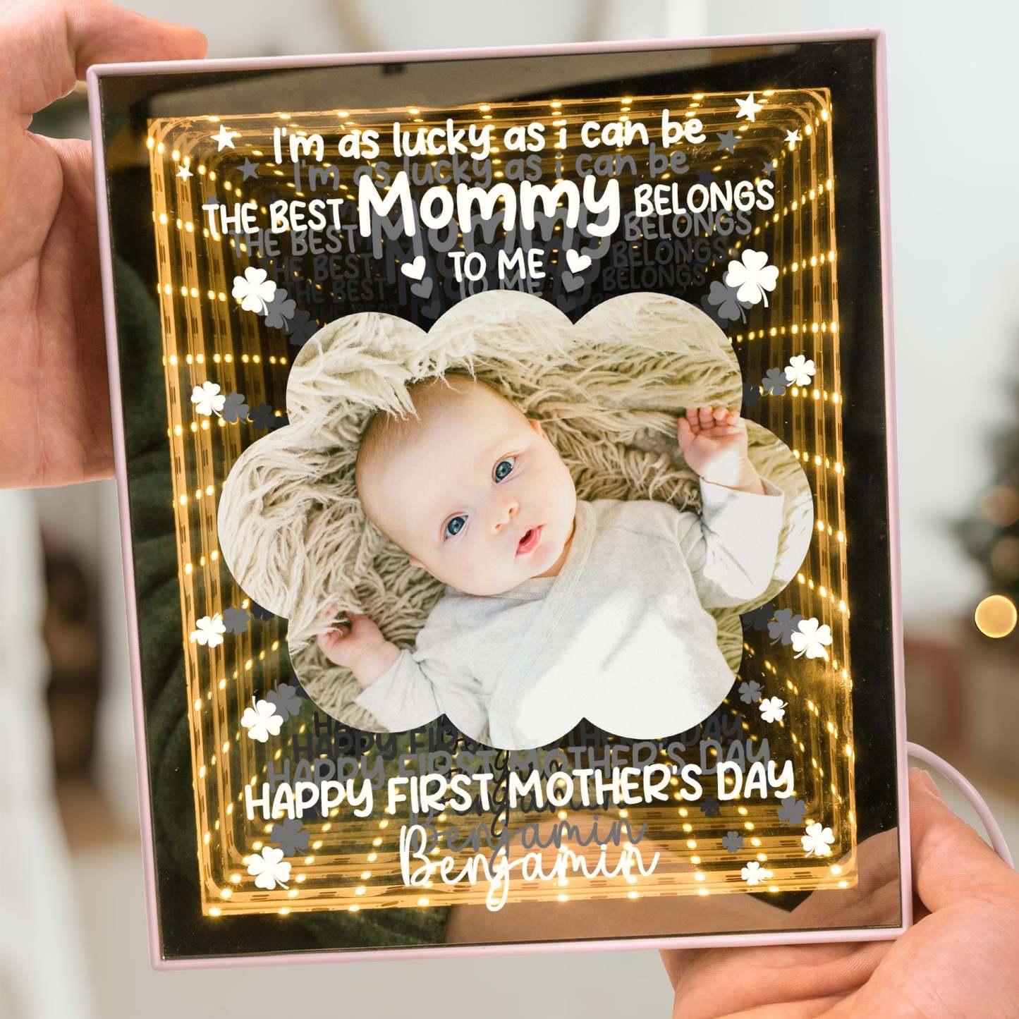 I'm As Lucky As Can Be - Personalized Infinity Mirror Light Box