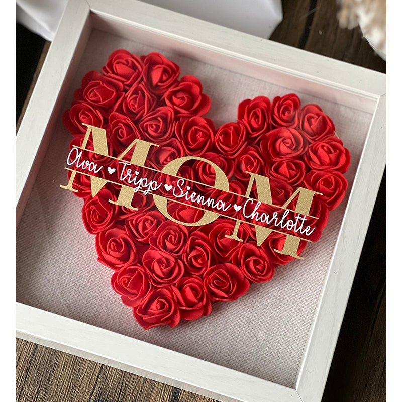Heart roses shadow box for mama, Mother’s Day