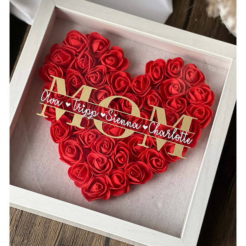 Heart roses shadow box for mama, Mother’s Day