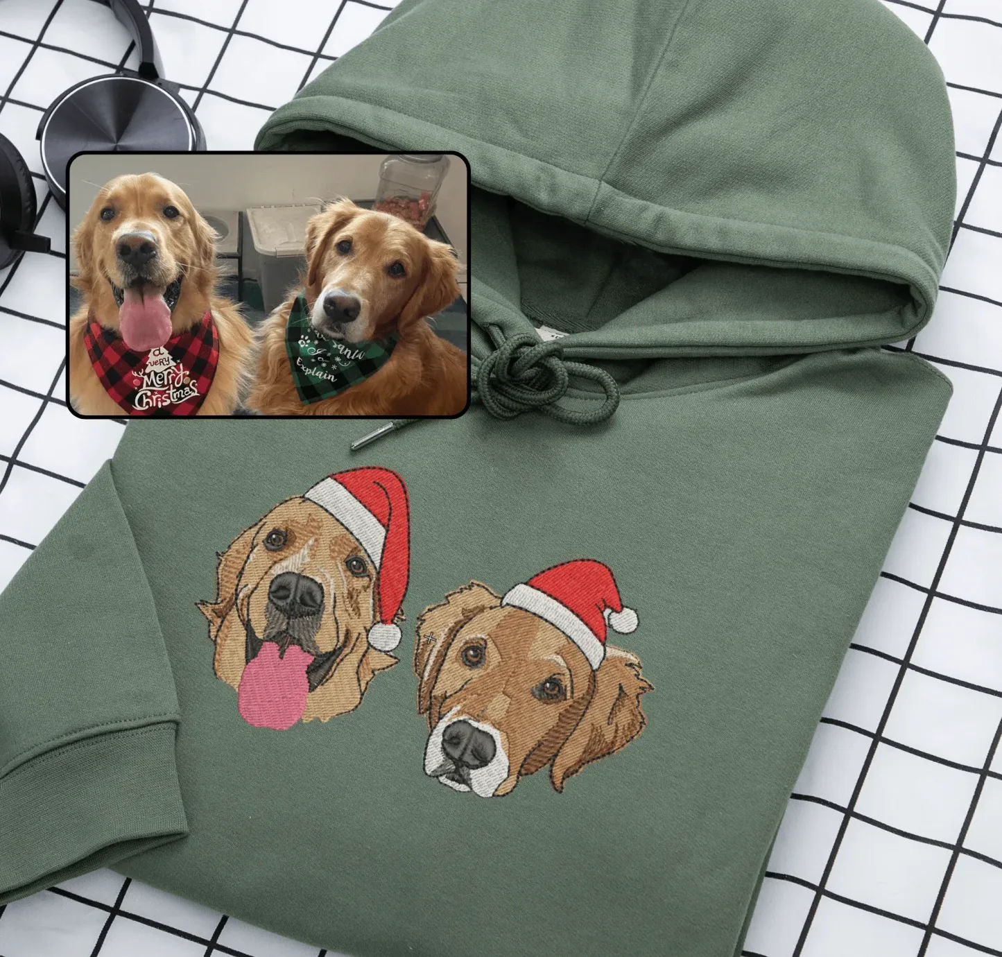 Embroidered Pet Portrait Organic Christmas Jumper Sweatshirt