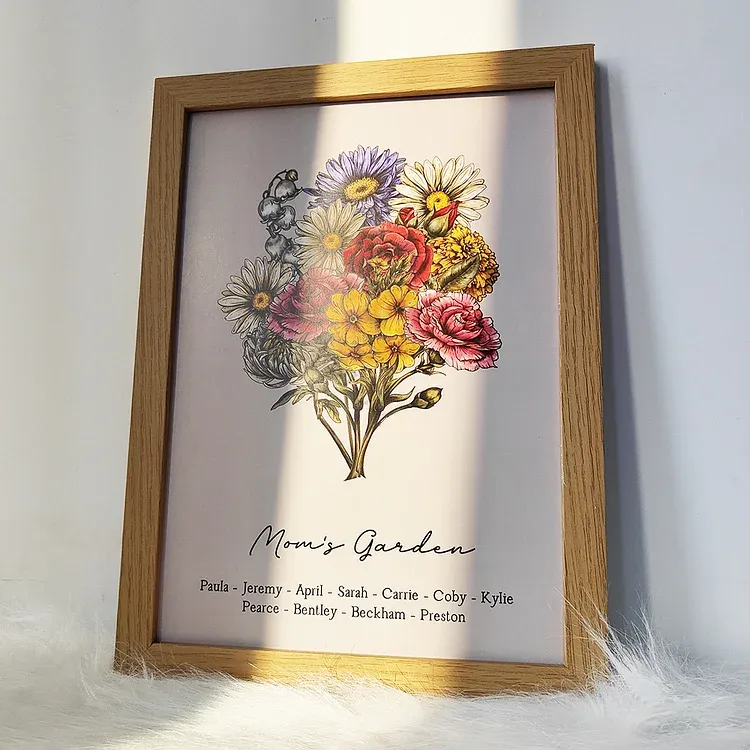 Custom Vintage Birth Flower Family Bouquet Frame