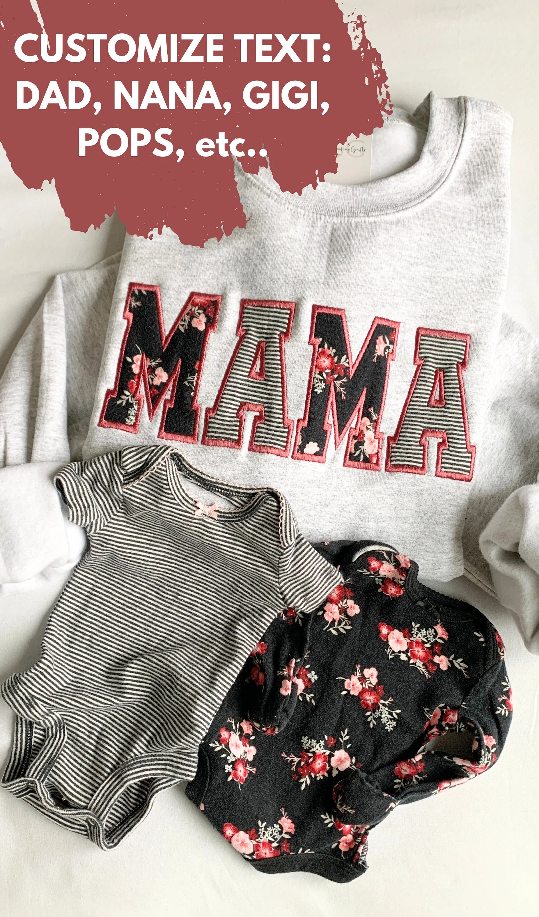 MAMA Keepsake Sweatshirt with Baby Clothes