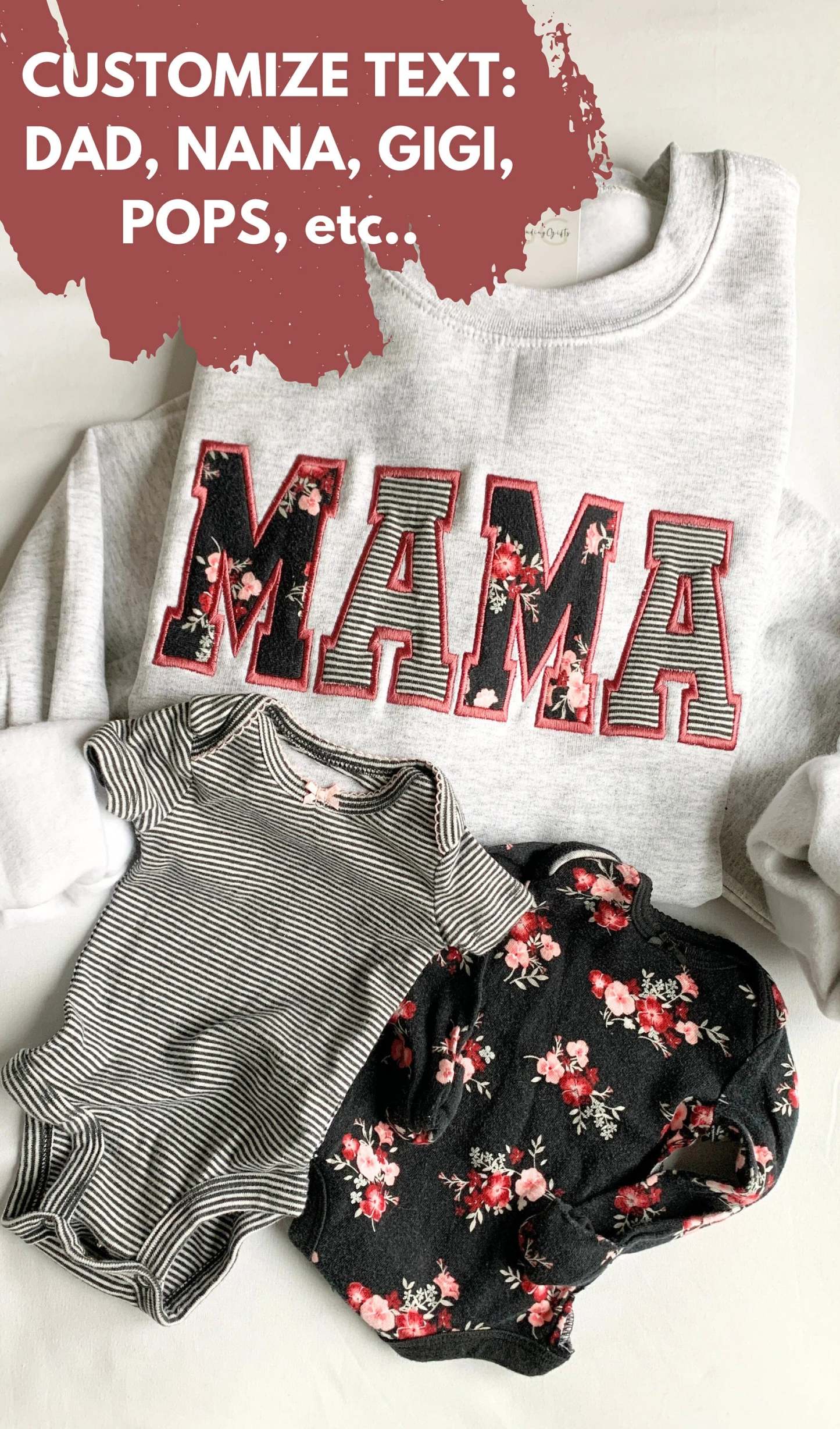 MAMA Keepsake Sweatshirt with Baby Clothes