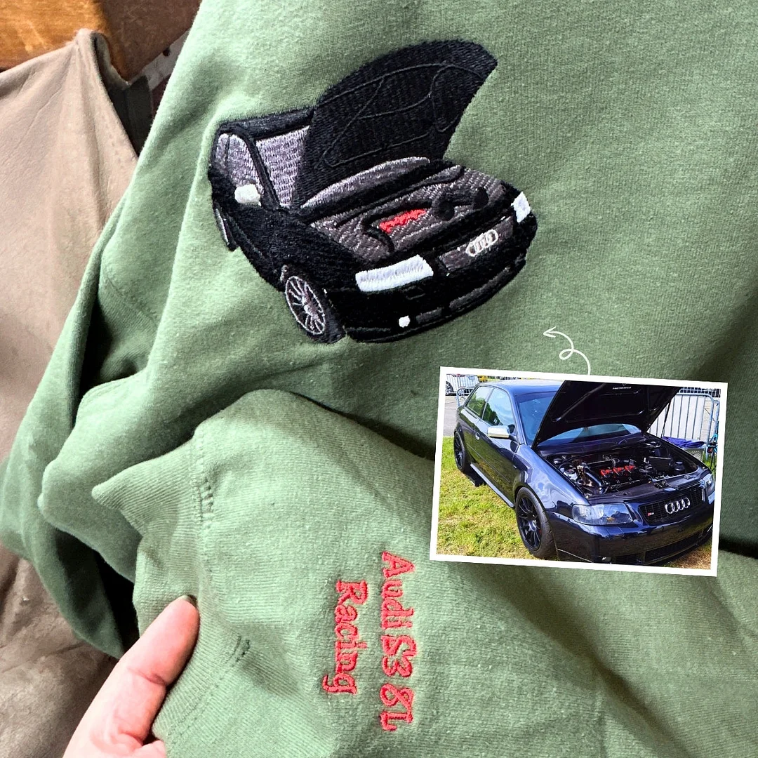 Personalized Car Embroidered Hoodie from Your Photo