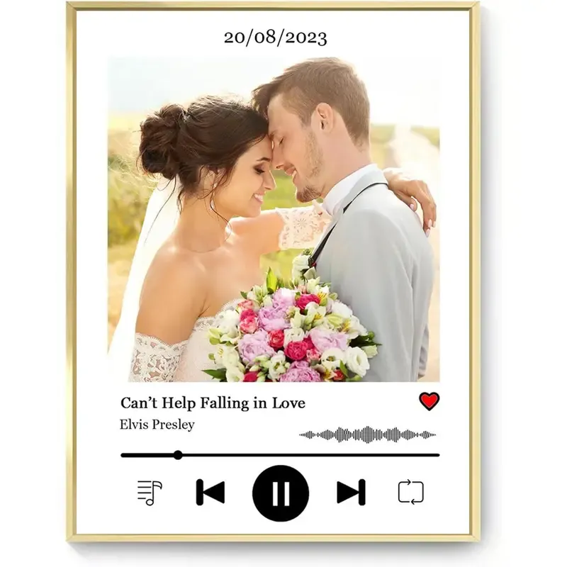 Personalized Favorite Song with Photo Printable Poster Wall Art Customized Engagement Present Anniversary Couple Frame Gift