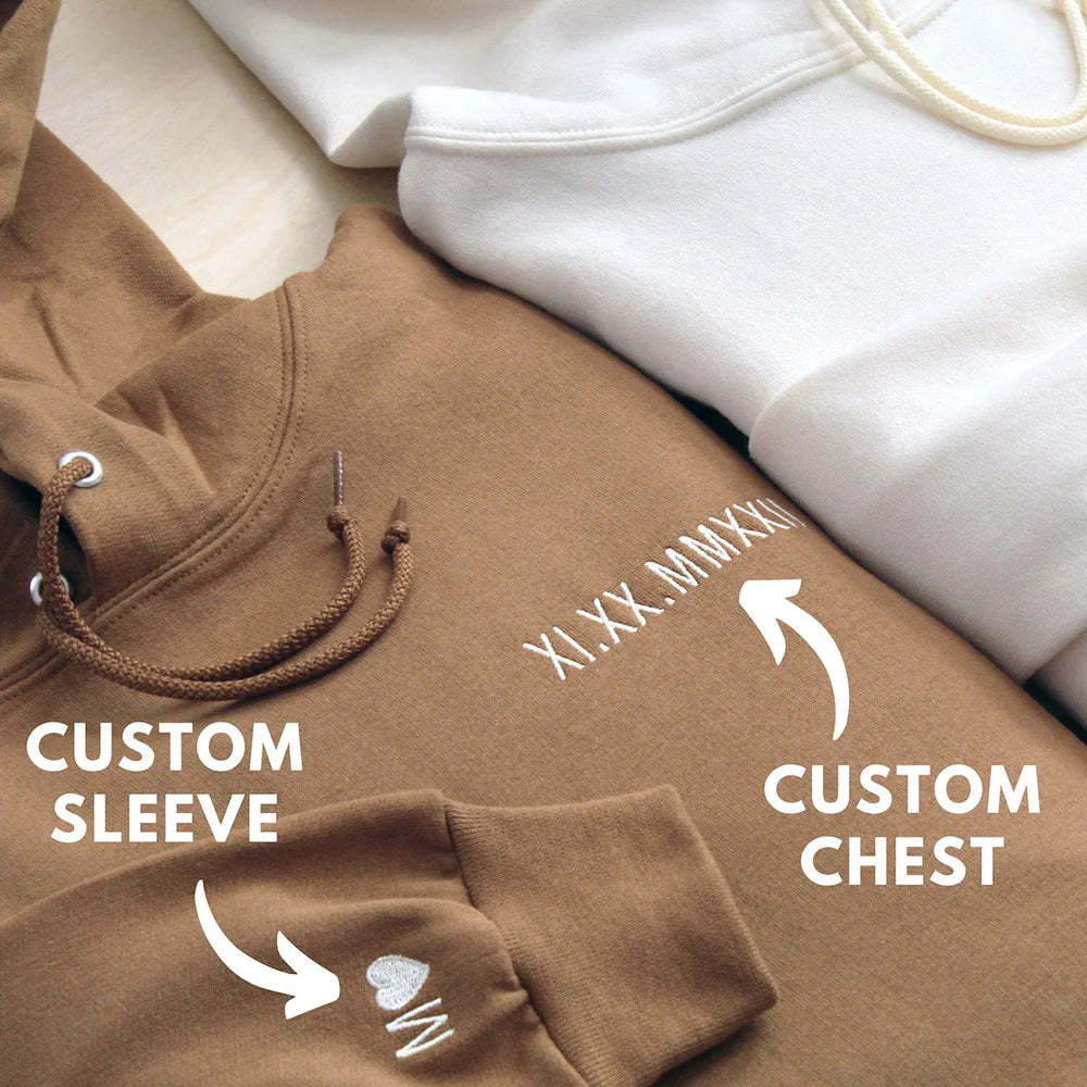 Custom Embroidered Roman Numeral Date Sweatshirt Gift For Her Him