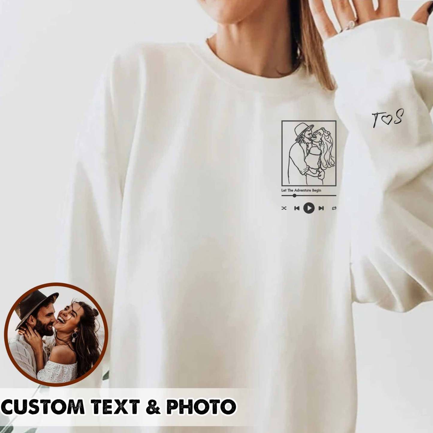Custom Photo Embroidery Sweatshirt Couple hoodie