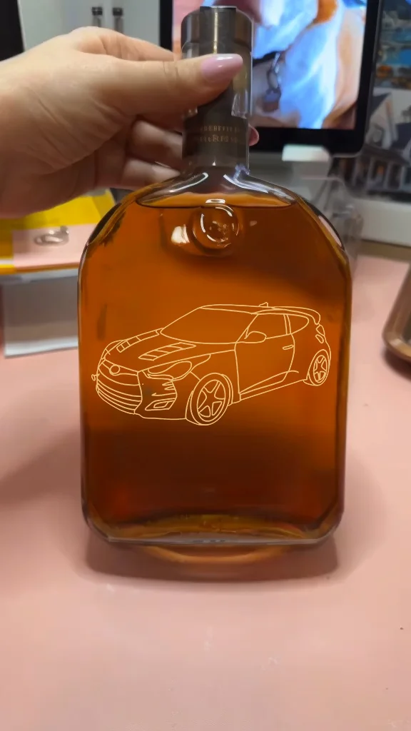 Custom Car Photo Outline Design Whiskey Bottle