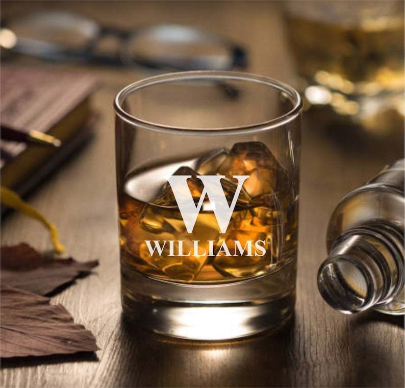 4 Pcs set of Personalized Bourbon Glass, Custom Engraved Rocks Glasses , Whiskey Gift For Him, Birthday Gift for Men, Man Cave, Gifts For Dad
