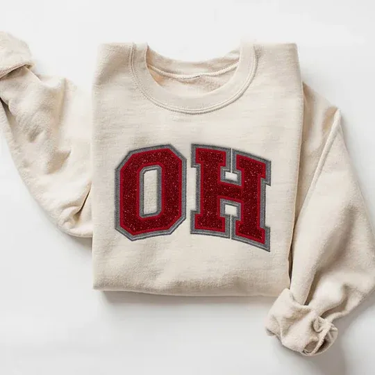 Custom Team Glitter Embroidered Sweatshirt Hoodie T-shirt