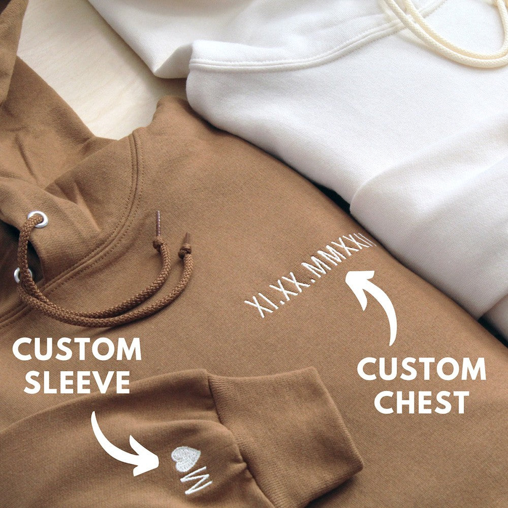 💖Custom Embroidered Roman Numeral Date Couple's Sweatshirt