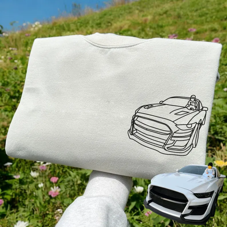 Custom Car Embroidered Sweatshirt Hoodie for Car Lovers