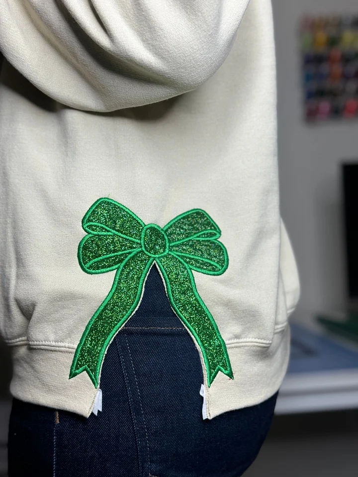 Merry and Bright Embroidered Bow Sweatshirt-Glitter Christmas Sweatshirt