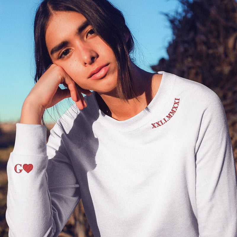 Custom Embroidered Date Roman Numeral T-shirt Roman Numeral Hoodie