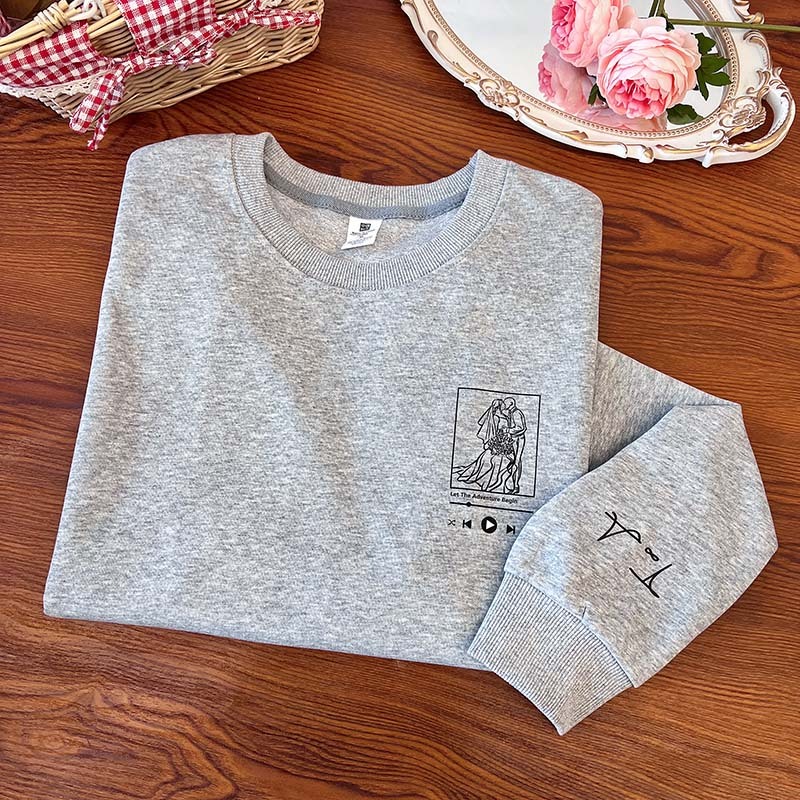 Custom Photo Embroidery Sweatshirt Couple hoodie