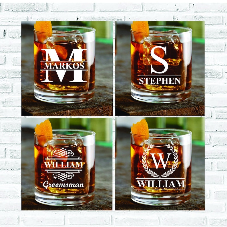 Personalized Bachelor Party Gifts, Set of 4 Whiskey Gift, Groomsmen Proposal Whiskey Glasses, Engraved Groomsman Gifts, Groom, Best Man