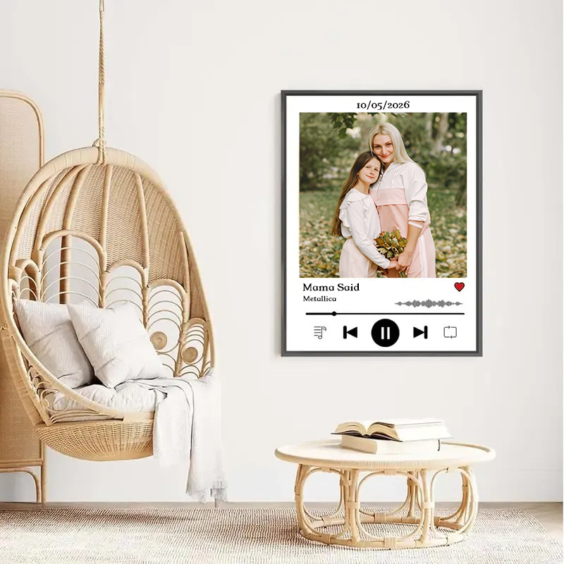 Personalized Favorite Song with Photo Printable Poster Wall Art Customized Engagement Present Anniversary Couple Frame Gift
