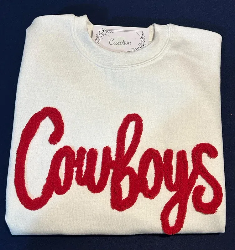 Personalized Yarn Embroidered Sweatshirt, Custom Chenille Team Sweatshirt