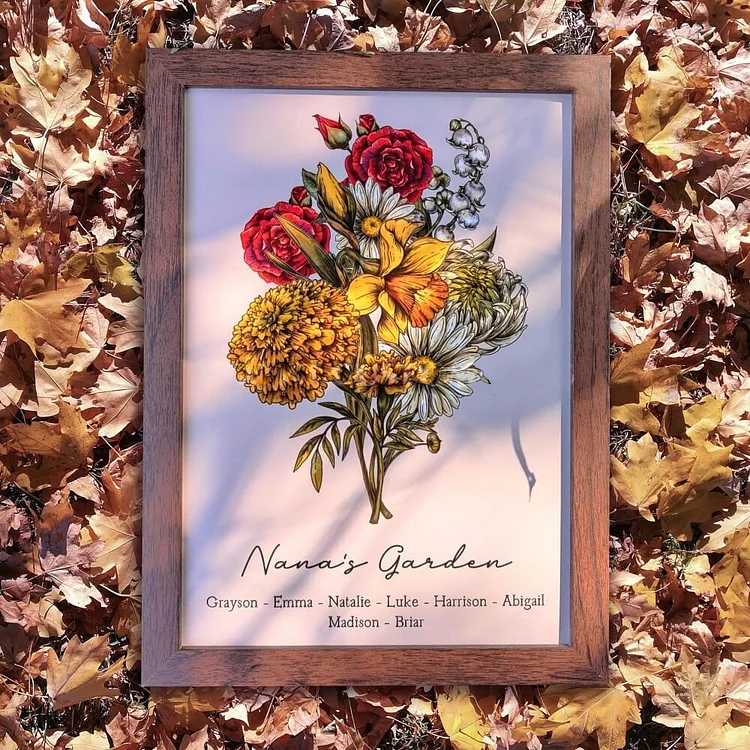 Custom Vintage Birth Flower Family Bouquet Frame