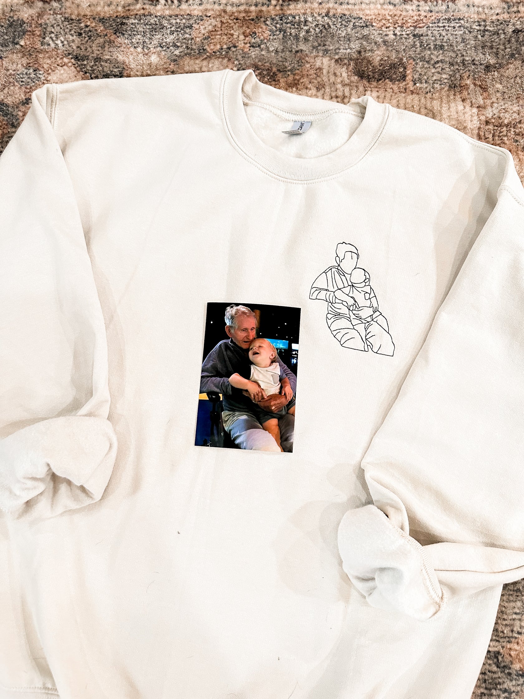 Custom Embroidered Photo Portrait Sweatshirt, Father's Day Gift Ideas,First Mom First Mother's Day