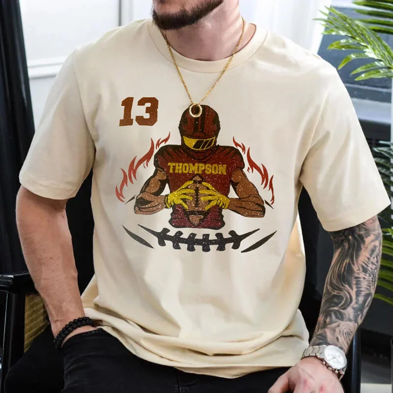 🏈 Shine on Game Day - Custom Glitter Football T-Shirt Sweatshirt