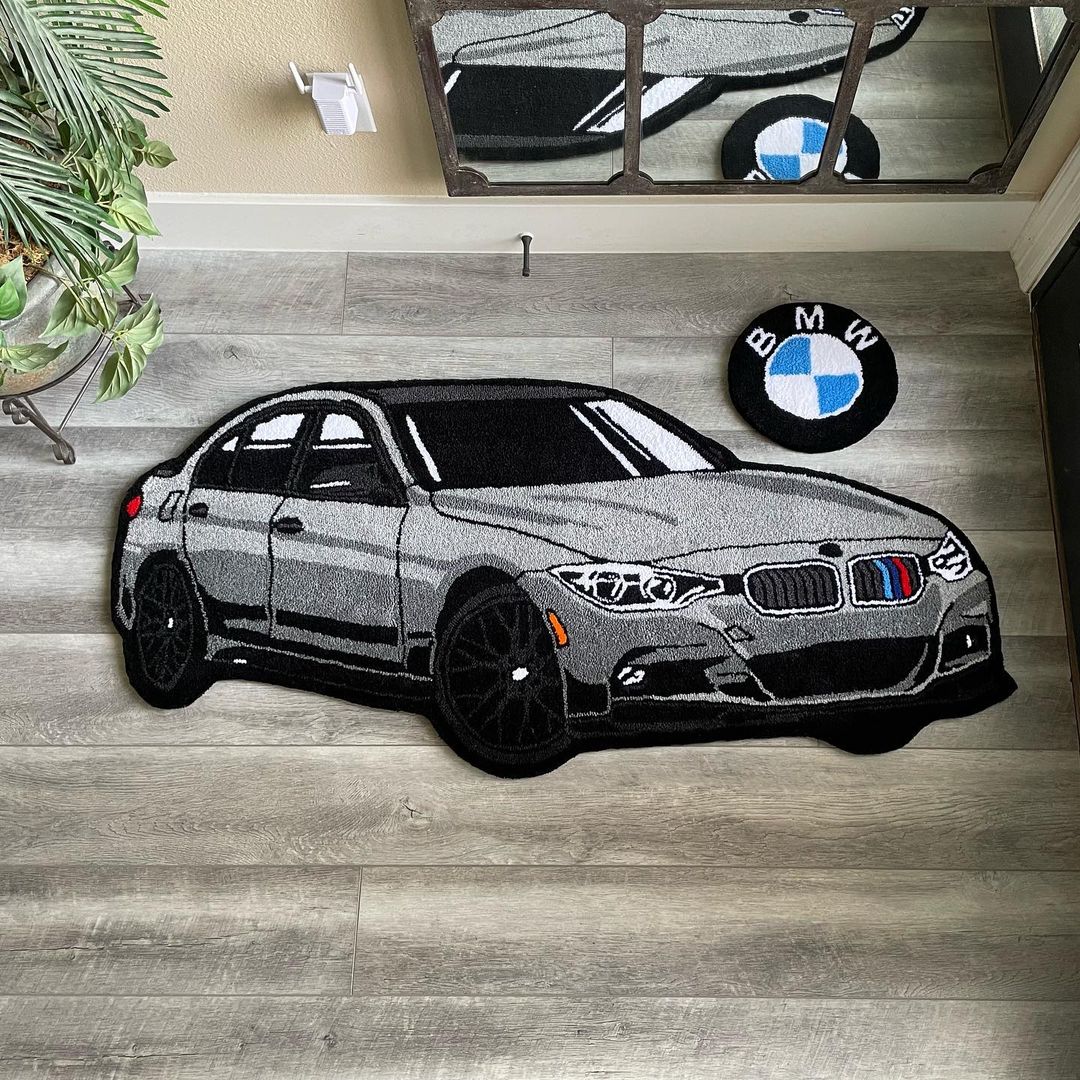 Custom Vintage Car Tufted Slip Rug, Home Decor Rug