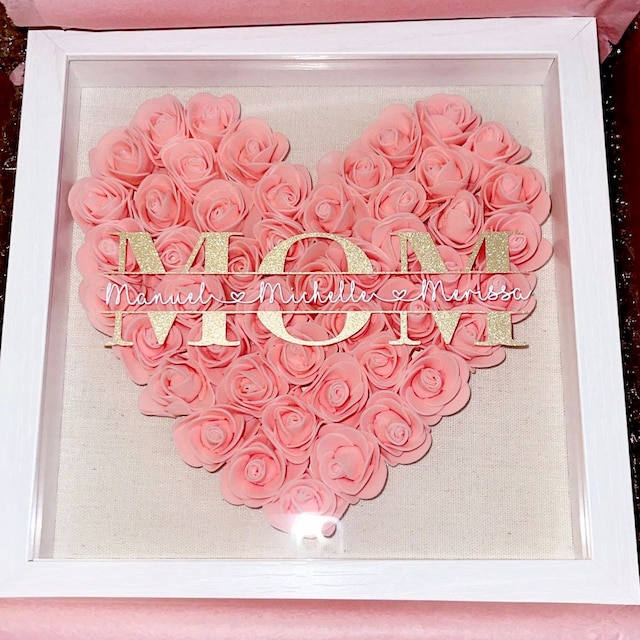 Heart Roses Shadow Box for Mama Mother’s Day