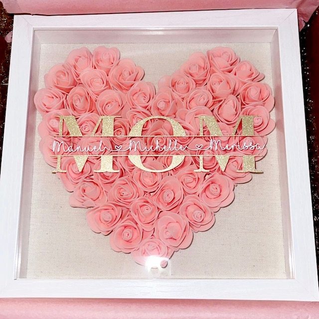Heart Roses Shadow Box for Mama Mother’s Day