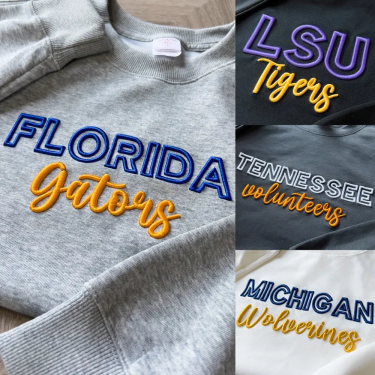 Custom 3D PUFF Embroidery College Team Sweatshirt