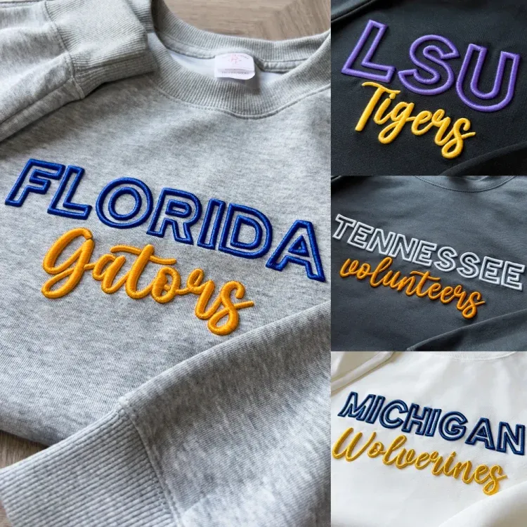 Custom 3D PUFF Embroidery College Team Sweatshirt