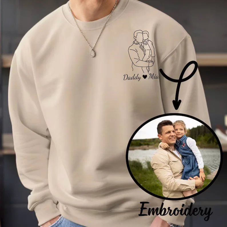 Personalized Embroidery Photo Sweatshirt Gifts for dad