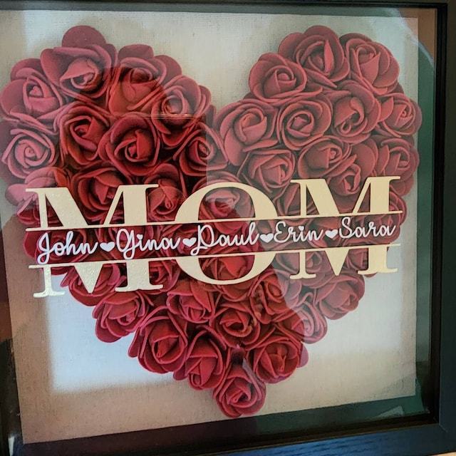 Heart roses shadow box for mama, Mother’s Day