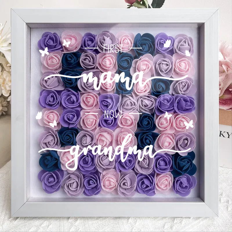 First daughter Now mom - Personalized Flower Shadow Box