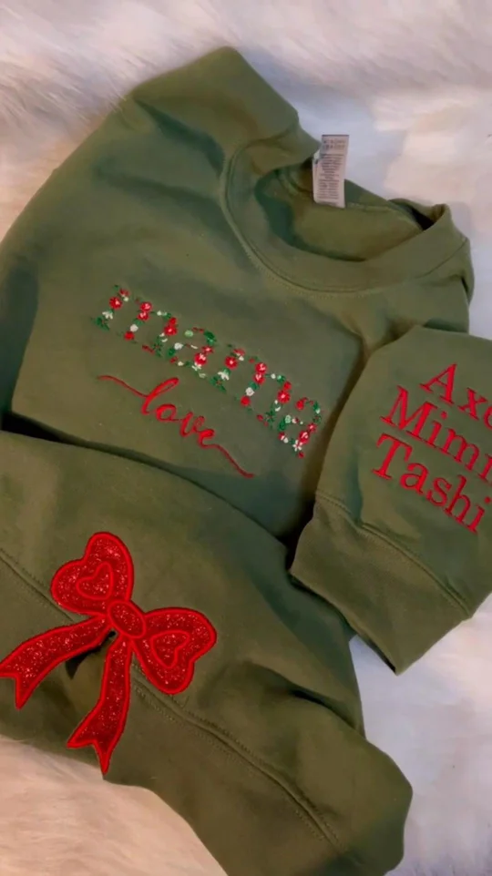 Custom Mama Love Embroidered Bow Shirt