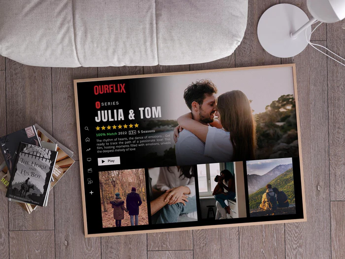 ⭐️Custom LOVEFLIX Movie Photo Frame with Your Love Story